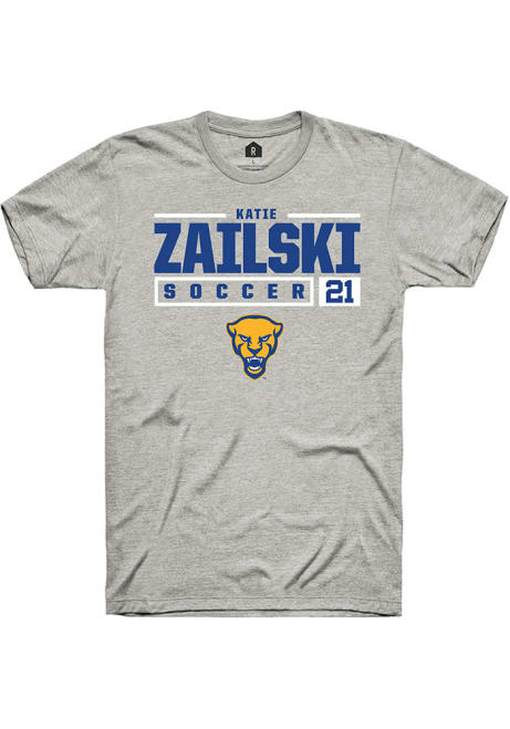 Katie Zailski Ash Pitt Panthers NIL Stacked Box Short Sleeve T Shirt