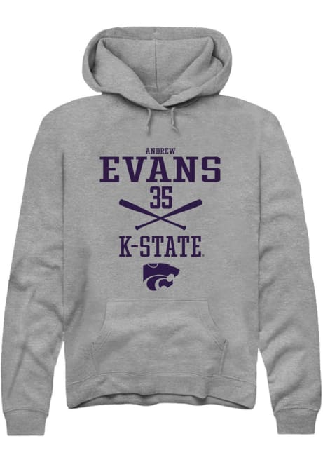 Andrew Evans Rally Mens Graphite K-State Wildcats NIL Sport Icon Hooded Sweatshirt