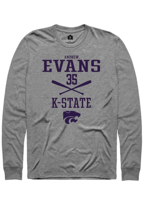 Andrew Evans Rally Mens Graphite K-State Wildcats NIL Sport Icon Tee