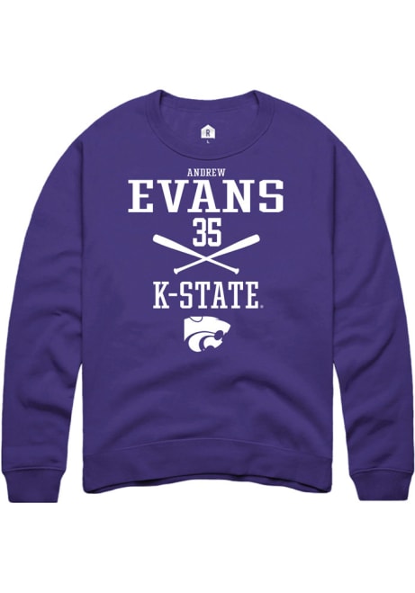 Andrew Evans Rally Mens Purple K-State Wildcats NIL Sport Icon Crew Sweatshirt