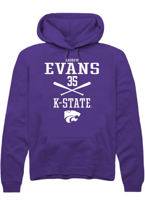 Andrew Evans Rally Mens Purple K-State Wildcats NIL Sport Icon Hooded Sweatshirt