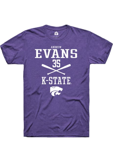 Andrew Evans Purple K-State Wildcats NIL Sport Icon Short Sleeve T Shirt