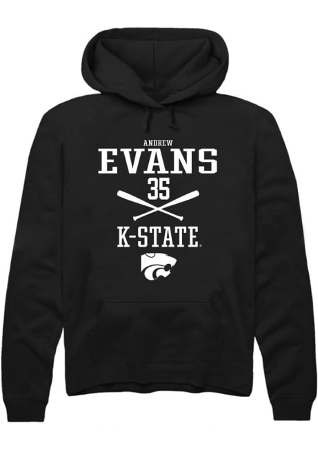 Andrew Evans Rally Mens Black K-State Wildcats NIL Sport Icon Hooded Sweatshirt