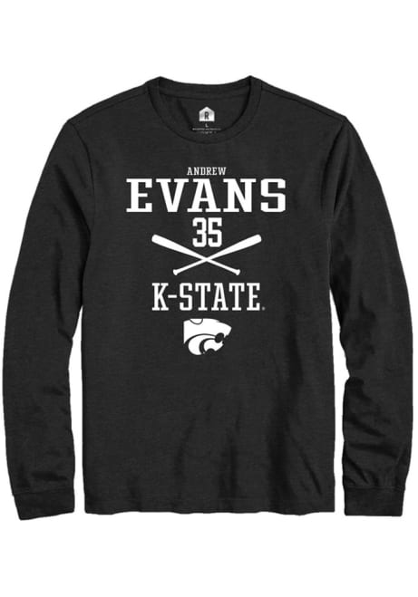 Andrew Evans Rally Mens Black K-State Wildcats NIL Sport Icon Tee