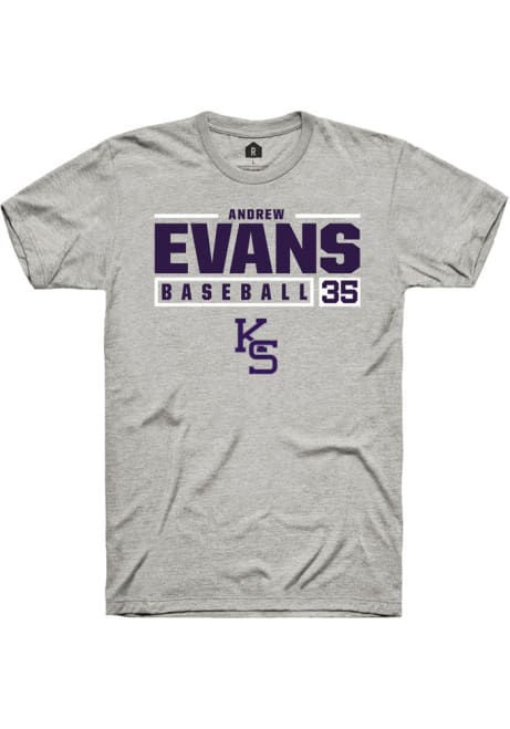Andrew Evans Ash K-State Wildcats NIL Stacked Box Short Sleeve T Shirt