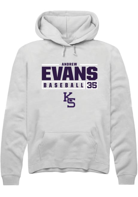 Andrew Evans Rally Mens White K-State Wildcats NIL Stacked Box Hooded Sweatshirt