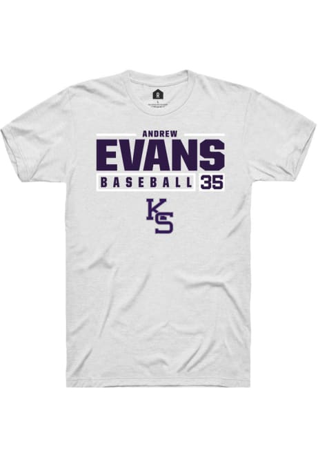 Andrew Evans White K-State Wildcats NIL Stacked Box Short Sleeve T Shirt