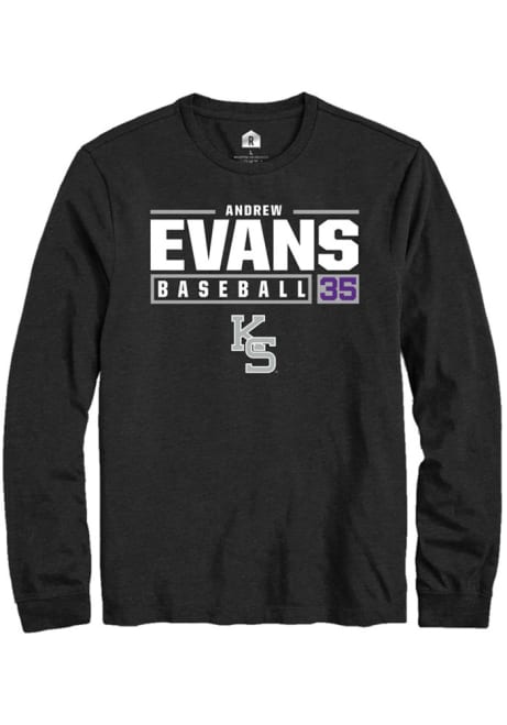 Andrew Evans Rally Mens Black K-State Wildcats NIL Stacked Box Tee
