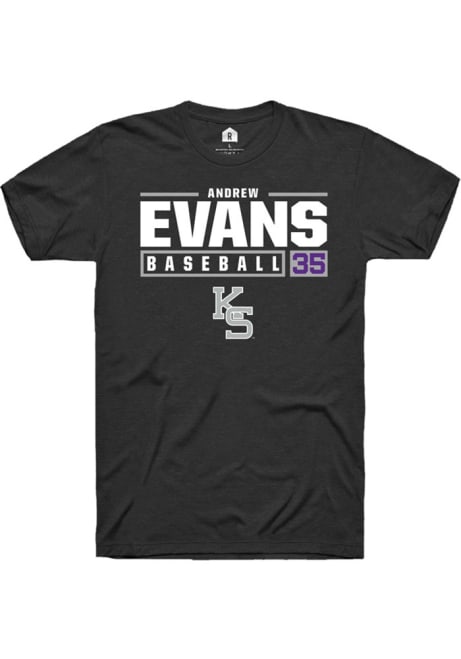 Andrew Evans Black K-State Wildcats NIL Stacked Box Short Sleeve T Shirt