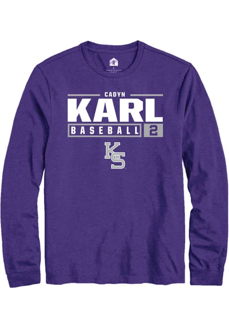 Cadyn Karl Rally Mens Purple K-State Wildcats NIL Stacked Box Tee