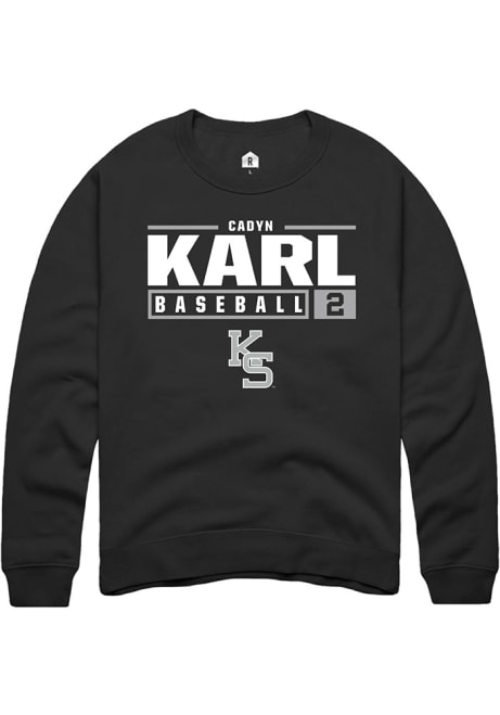 Cadyn Karl Rally Mens Black K-State Wildcats NIL Stacked Box Crew Sweatshirt