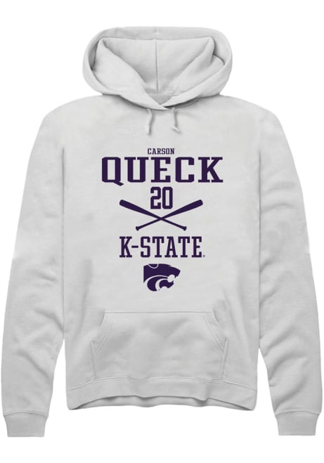 Carson Queck Rally Mens White K-State Wildcats NIL Sport Icon Hooded Sweatshirt