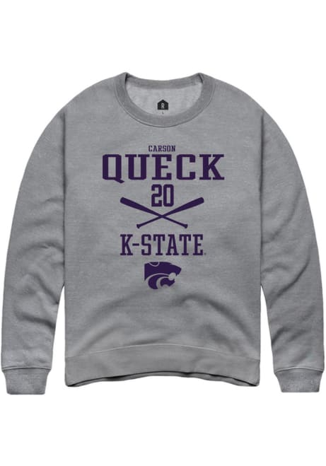 Carson Queck Rally Mens Graphite K-State Wildcats NIL Sport Icon Crew Sweatshirt