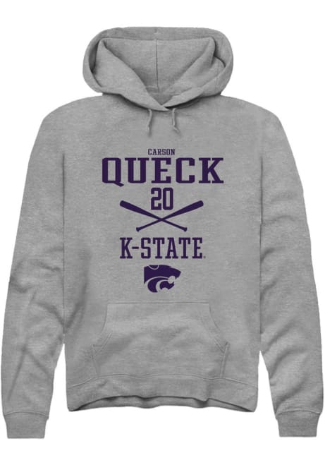 Carson Queck Rally Mens Grey K-State Wildcats NIL Sport Icon Hooded Sweatshirt