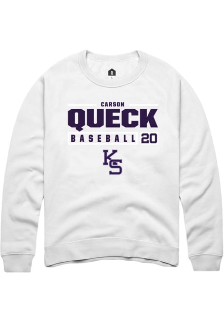 Carson Queck Rally Mens White K-State Wildcats NIL Stacked Box Crew Sweatshirt