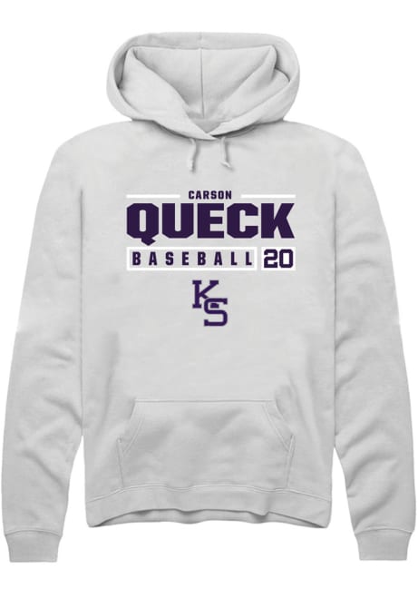Carson Queck Rally Mens White K-State Wildcats NIL Stacked Box Hooded Sweatshirt