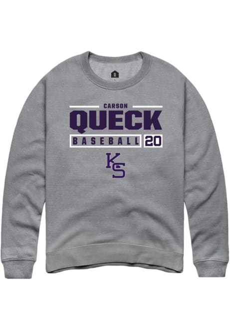 Carson Queck Rally Mens Graphite K-State Wildcats NIL Stacked Box Crew Sweatshirt