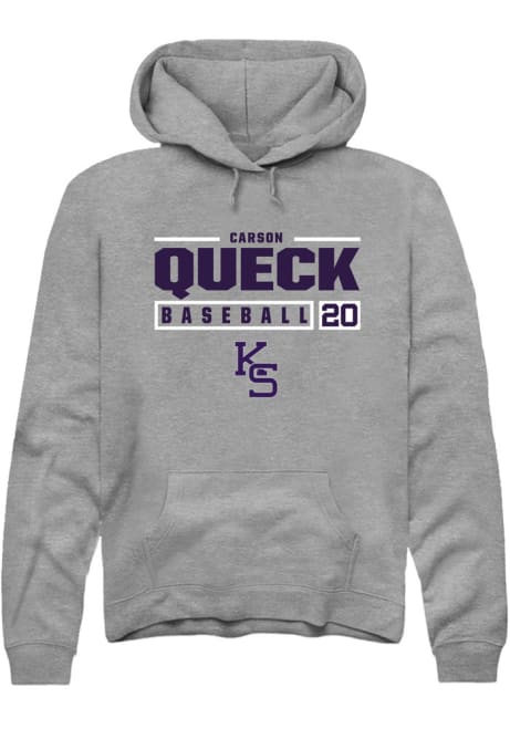 Carson Queck Rally Mens Graphite K-State Wildcats NIL Stacked Box Hooded Sweatshirt