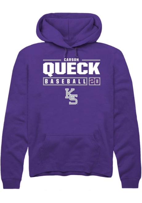 Carson Queck Rally Mens Purple K-State Wildcats NIL Stacked Box Hooded Sweatshirt