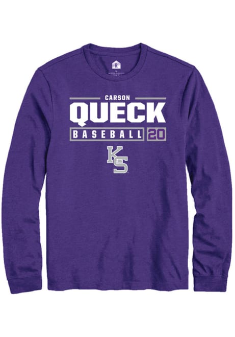Carson Queck Rally Mens Purple K-State Wildcats NIL Stacked Box Tee