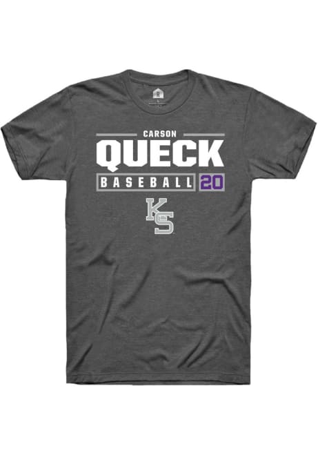 Carson Queck Grey K-State Wildcats NIL Stacked Box Short Sleeve T Shirt