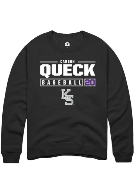 Carson Queck Rally Mens Black K-State Wildcats NIL Stacked Box Crew Sweatshirt