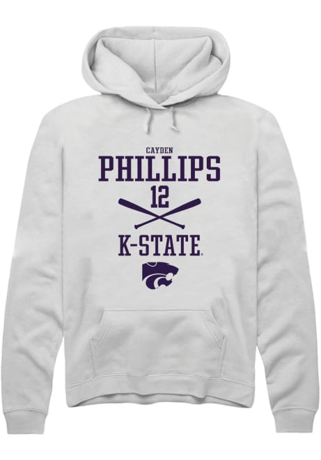 Cayden Phillips Rally Mens White K-State Wildcats NIL Sport Icon Hooded Sweatshirt