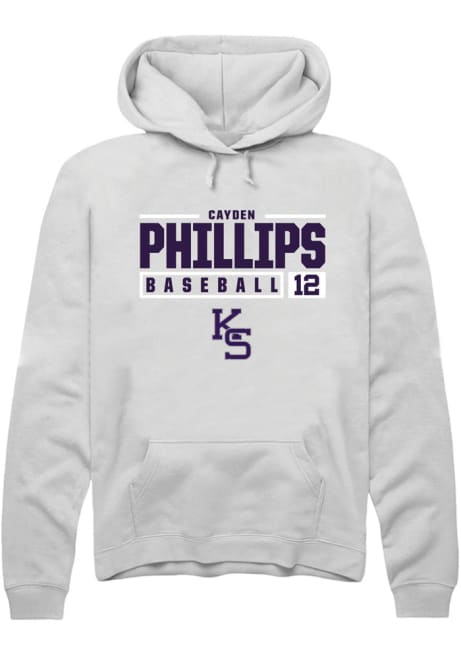 Cayden Phillips Rally Mens White K-State Wildcats NIL Stacked Box Hooded Sweatshirt
