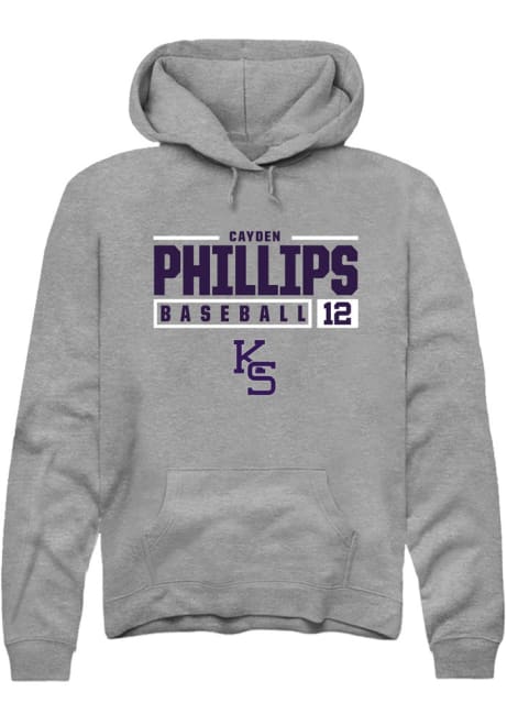 Cayden Phillips Rally Mens Graphite K-State Wildcats NIL Stacked Box Hooded Sweatshirt
