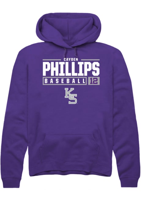Cayden Phillips Rally Mens Purple K-State Wildcats NIL Stacked Box Hooded Sweatshirt
