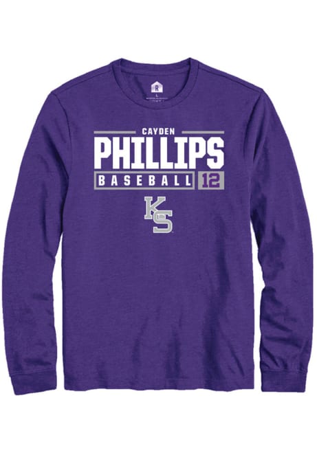 Cayden Phillips Rally Mens Purple K-State Wildcats NIL Stacked Box Tee