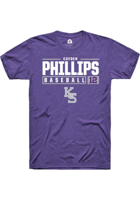 Cayden Phillips Purple K-State Wildcats NIL Stacked Box Short Sleeve T Shirt