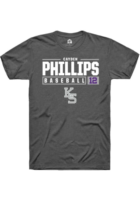 Cayden Phillips Dark Grey K-State Wildcats NIL Stacked Box Short Sleeve T Shirt