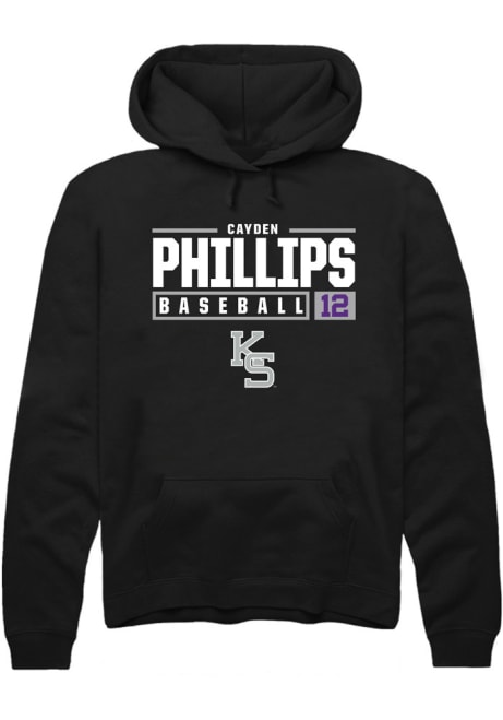 Cayden Phillips Rally Mens Black K-State Wildcats NIL Stacked Box Hooded Sweatshirt