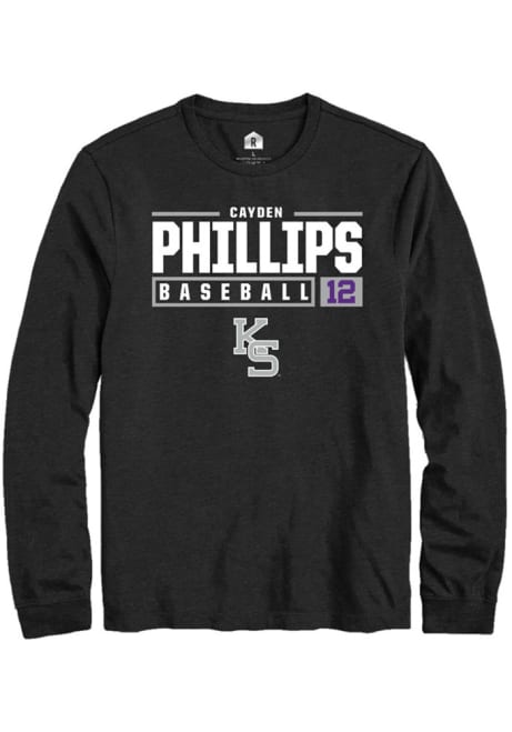 Cayden Phillips Rally Mens Black K-State Wildcats NIL Stacked Box Tee