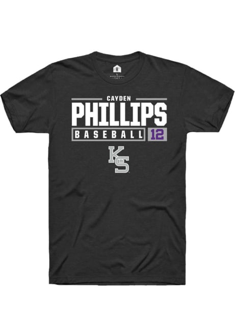Cayden Phillips Black K-State Wildcats NIL Stacked Box Short Sleeve T Shirt