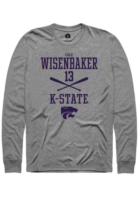 Cole Wisenbaker Rally Mens Graphite K-State Wildcats NIL Sport Icon Tee