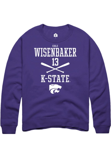 Cole Wisenbaker Rally Mens Purple K-State Wildcats NIL Sport Icon Crew Sweatshirt