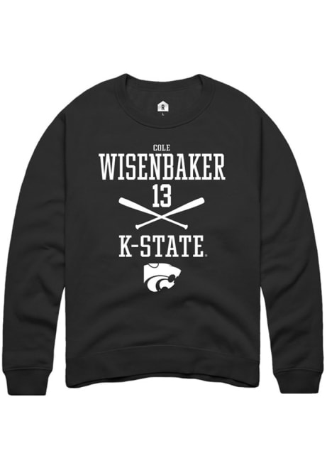 Cole Wisenbaker Rally Mens Black K-State Wildcats NIL Sport Icon Crew Sweatshirt