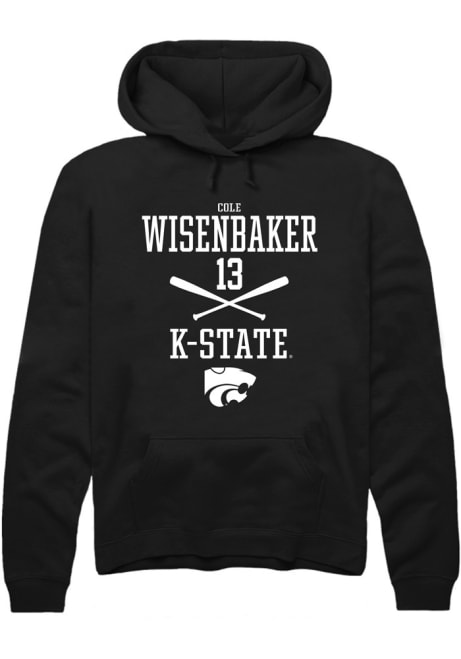 Cole Wisenbaker Rally Mens Black K-State Wildcats NIL Sport Icon Hooded Sweatshirt