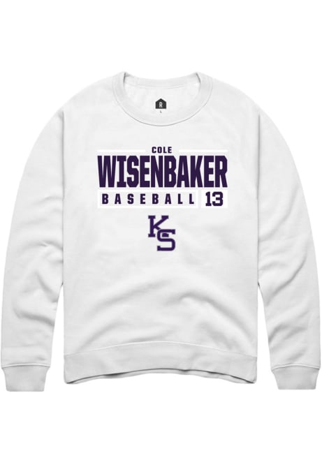Cole Wisenbaker Rally Mens White K-State Wildcats NIL Stacked Box Crew Sweatshirt