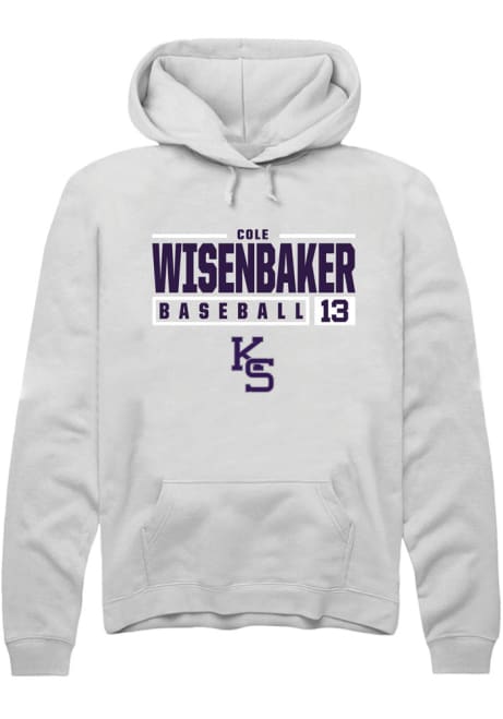Cole Wisenbaker Rally Mens White K-State Wildcats NIL Stacked Box Hooded Sweatshirt