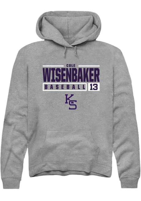 Cole Wisenbaker Rally Mens Graphite K-State Wildcats NIL Stacked Box Hooded Sweatshirt
