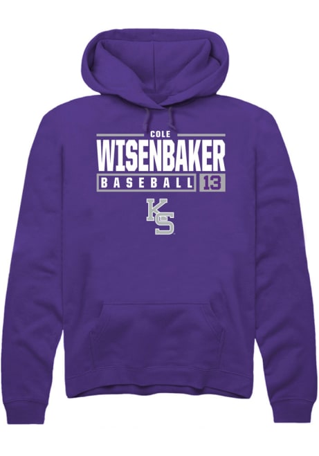 Cole Wisenbaker Rally Mens Purple K-State Wildcats NIL Stacked Box Hooded Sweatshirt