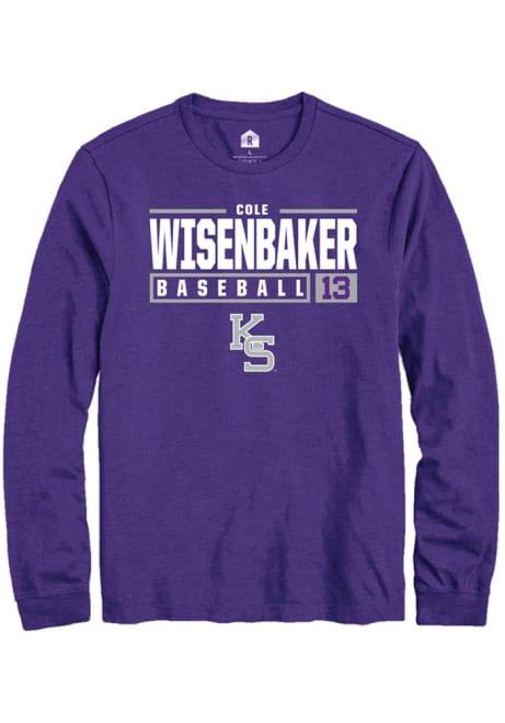 Cole Wisenbaker Rally Mens Purple K-State Wildcats NIL Stacked Box Tee