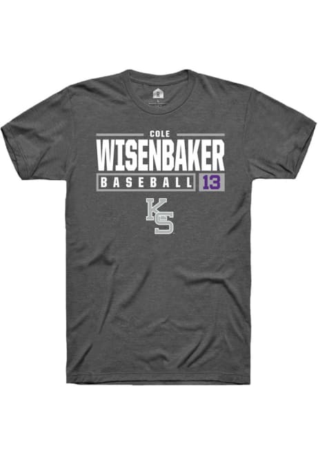 Cole Wisenbaker Grey K-State Wildcats NIL Stacked Box Short Sleeve T Shirt
