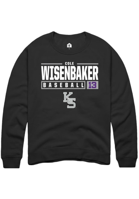 Cole Wisenbaker Rally Mens Black K-State Wildcats NIL Stacked Box Crew Sweatshirt