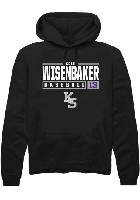 Cole Wisenbaker Rally Mens Black K-State Wildcats NIL Stacked Box Hooded Sweatshirt
