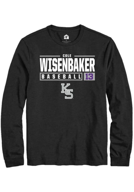 Cole Wisenbaker Rally Mens Black K-State Wildcats NIL Stacked Box Tee