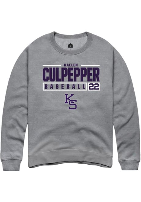 Kaelen Culpepper Rally Mens Graphite K-State Wildcats NIL Stacked Box Crew Sweatshirt